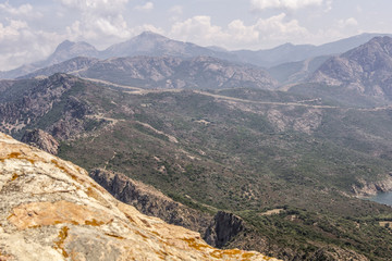 Fototapeta na wymiar Panorama of a sunny mountainscape