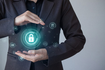 Business, technology, internet and networking concept. business security, safety of information from virus, crime and attack. Internet secure system.. Cyber security