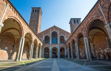MILAN, ITALY, MARCH 28, 2017 - Basilica di Sant'Ambrogio in Milan, Italy