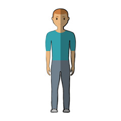 man standing and wearing casual clothes, cartoon icon over white background. colorful design. vector illustration