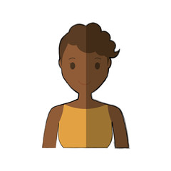 happy woman cartoon icon over white background. colorful design. vector illustration