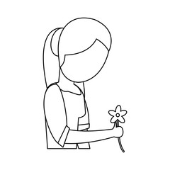 mother with flower decoration outline vector illustration eps 10