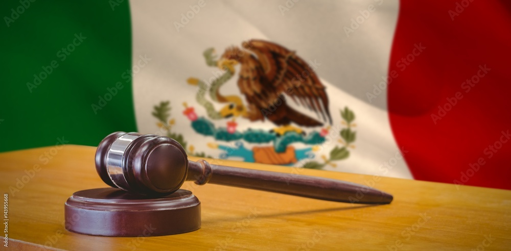 Aufkleber composite image of close up of gavel on table