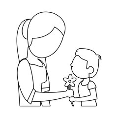 son give flower mother outline vector illustration eps 10