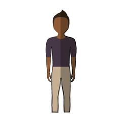 man standing and wearing casual clothes, cartoon icon over white background. colorful design. vector illustration