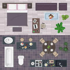 Set of icons of furniture for an apartment.