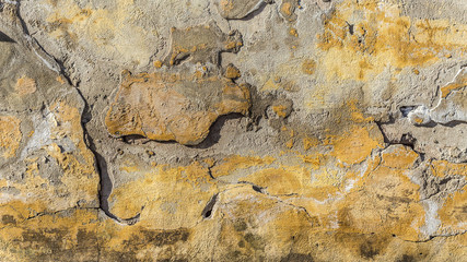 plaster on the wall of a building