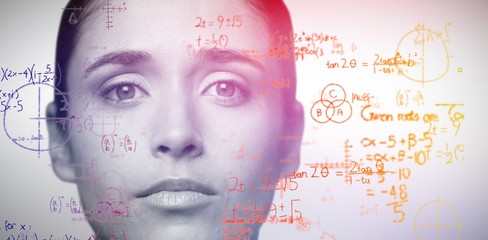 Composite image of portrait of woman with brown eyes