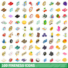 100 fineness icons set, isometric 3d style