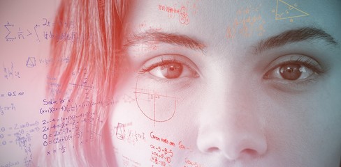 Composite image of equations on black background