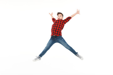 Fototapeta na wymiar Excited teen in jump