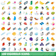 100 vigorous icons set, isometric 3d style