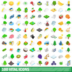 100 vital icons set, isometric 3d style