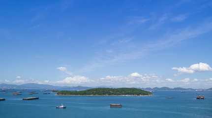 Ships around island