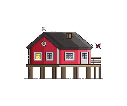 Wooden Stilt House Icon Flat Style Stock Vector (Royalty Free) 467213075 |  Shutterstock