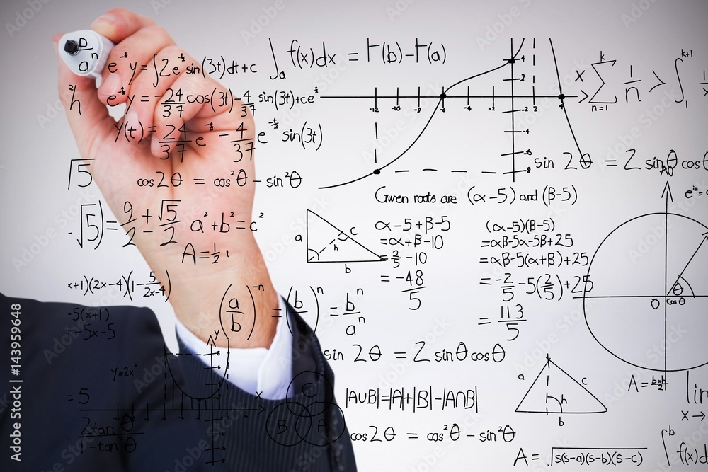 Poster composite image of businessman writing with marker