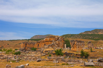 Fototapeta na wymiar The ruins of the Northem Necropolis of Hierapolis, Pamukkale, Turkey