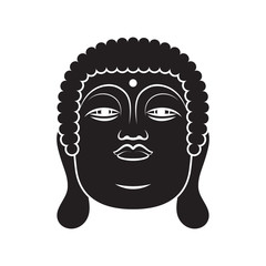 Head of Buddha On White Background