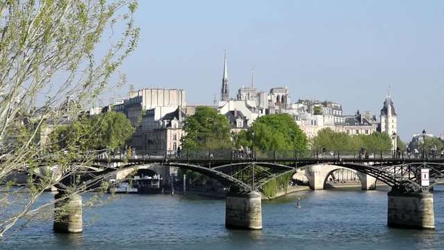 Cityscape of Paris. Seine river, Pont des Arts and Ile de la Cit&eacute;.