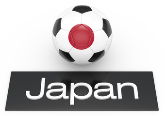 Fußball mit Flagge Japan, Version 1, 3D-Rendering