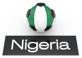 Fußball mit Flagge Nigeria, Version 1, 3D-Rendering