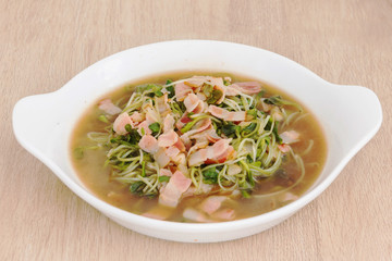 young sunflower fried with bacon