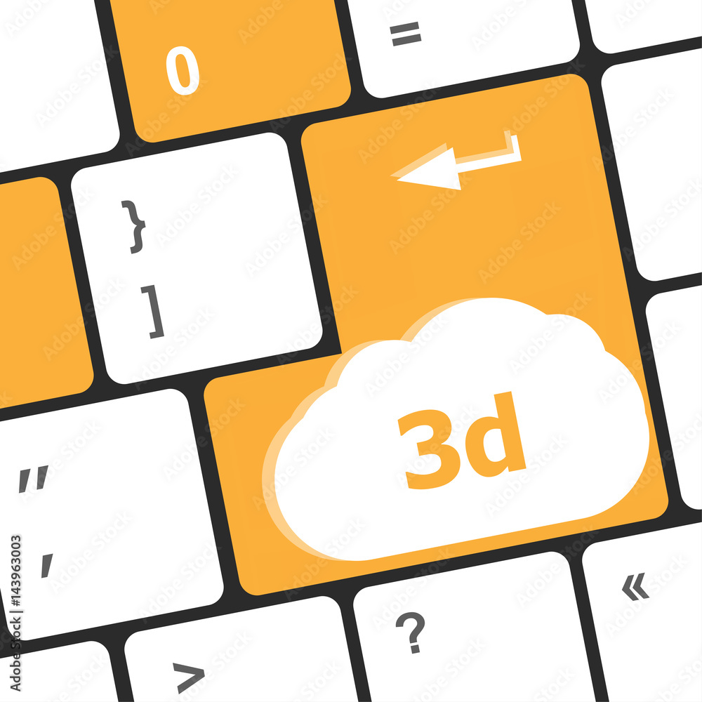 Poster 3d words symbol on a button computer keyboard