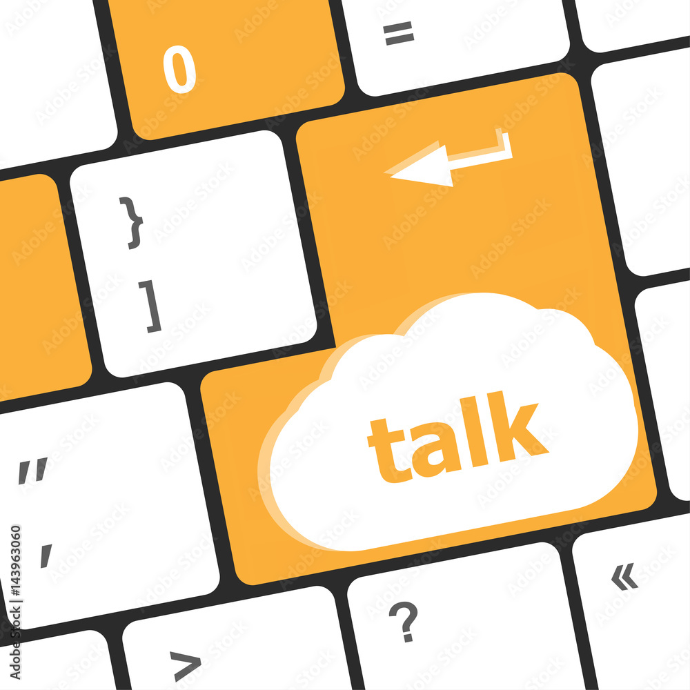 Poster talk word with icon on keyboard keys button