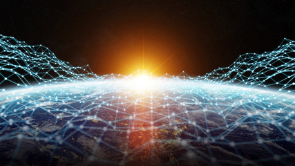Data exchange and global network over the world 3D rendering
