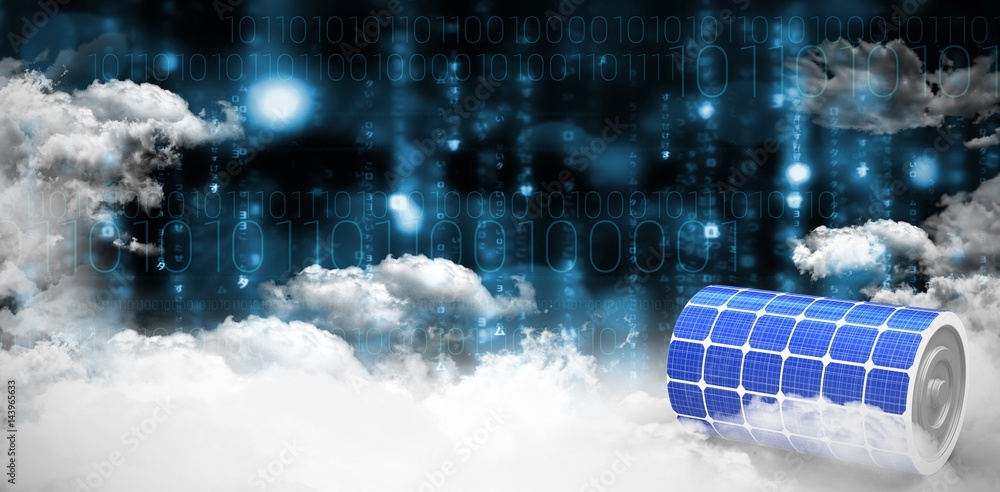 Poster composite image of vector image of 3d solar power battery