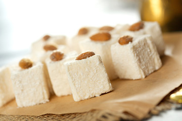traditional eastern desserts on wooden background