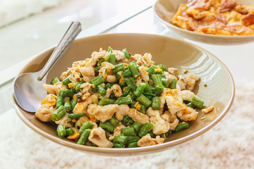 cow pea fresh with pork pieces