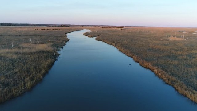 Aerial View of Delaware Bay Marsh in New Jersey