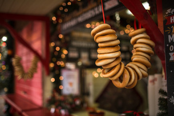 Traditional Russian bagels at the Christmas market