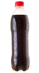 cold bottle of cola on white background