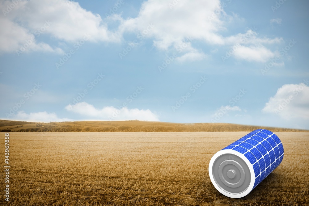Poster composite image of vector image of 3d solar battery