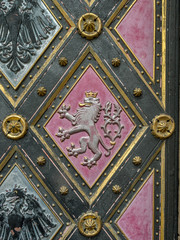 Doorway of the Saints Peter and Paul Cathedral in Vysehrad, Prague