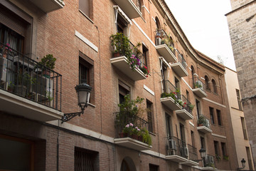 Fototapeta na wymiar View of historical street in the center city of Valencia Spain.