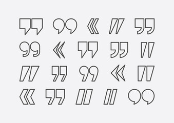 Quote marks vector abstract icon set