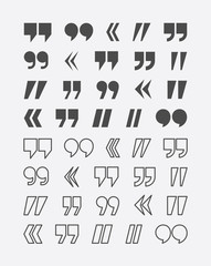 Quote marks vector abstract icon set