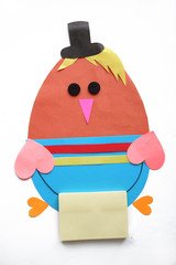 A chicken made of paper.Happy Easter
