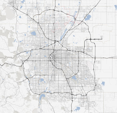 Map Denver city. Colorado Roads