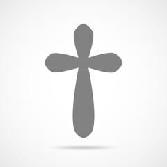 Gray Christian cross icon. Vector illustration.