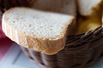 slices of bread served in a basket