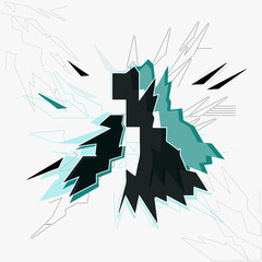 Black turquoise graphic elements vector – progressive, geometric, futuristic, technical and modern