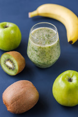 Healthy food. Smoothies of kiwi apple and banana