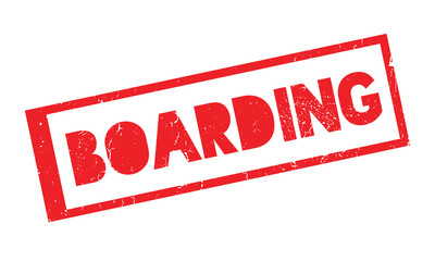 Boarding rubber stamp. Grunge design with dust scratches. Effects can be easily removed for a clean, crisp look. Color is easily changed. © lkeskinen