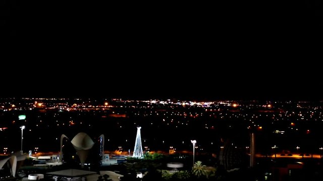 Night view of the city Valencia. bridge city of Arts and science. Spain.