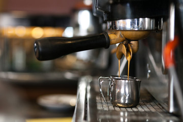 Coffee. Coffee espresso. Espresso machine brewing a coffee