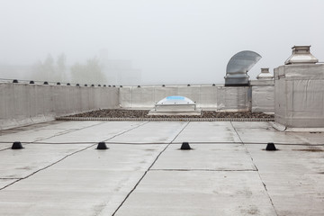 an Dome on the roof in the fog